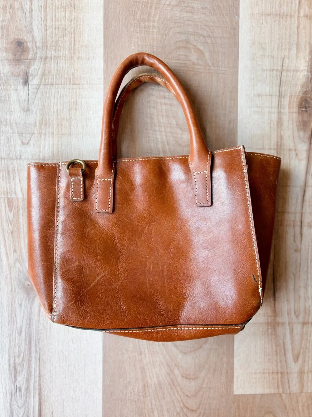 Patricia Nash Women’s Tan Leather Tote Bag Crossbody with Detachable Strap